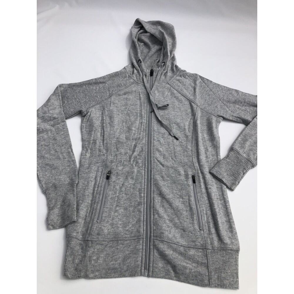 Ideology Womens Full Zip Hoodie Sweater Gray X Small XS Long Sleeve $54